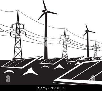 Electrical engineering scene – vector illustration Stock Vector