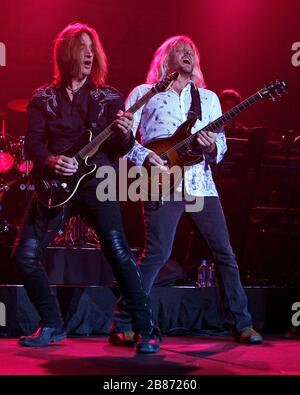 Former Styx band member Dennis DeYoung performs at the Seminole Hard Rock Live Arena in Hollywood, Florida. Stock Photo