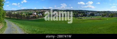 panoramic view across the spa village Bath Tatzmannsdorf in spring, Austria Stock Photo