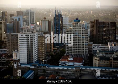 An aerial view shows the Nairobi city centre in Kenya on March 8, 2011. Stock Photo