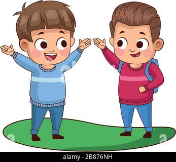 cute little boys avatars characters Stock Vector