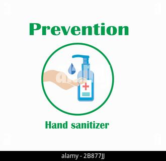 Illustration vector hand and antiseptic, prevention Stock Vector