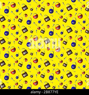 keys and locks on a yellow background2 Stock Vector