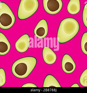 sliced avocado on a purple background Stock Vector