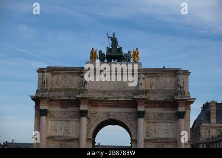 Quadriga on Arc de Triomphe du Carrousel Stock Photo