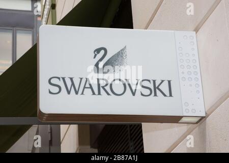 Bordeaux, Aquitaine / France - 06 10 2018 : teaches commercial sign in the street for shop the brand swarovski Stock Photo