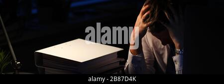 Exhausted business employee Stock Photo