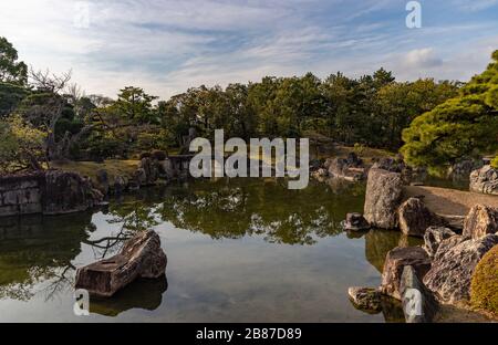 A picture of the gardens inside the Nijō Castle complex. Stock Photo