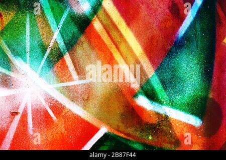 Surface texture with garishly  and intense colors and splashes of paint on a cracked surface structure. For abstract backgrounds. Germany Stock Photo