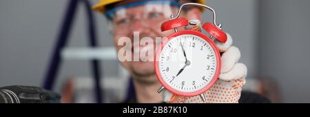 Happy enthusiastic construction worker Stock Photo