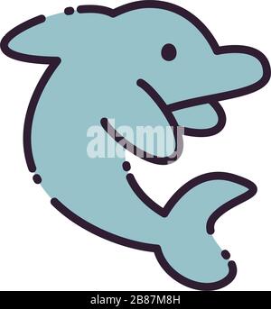 Dolphin fill style icon design Sea life ecosystem fauna ocean ...