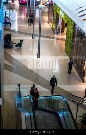 Inside an empty Tom Bradley international terminal at Los Angeles LAX airport during the COVID-19 pandemic crisis California USA Stock Photo