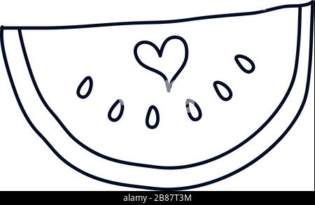 watermelon with heart icon over white background, minimalist tattoo ...