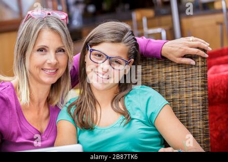 closeup on a smiling mother and her daughter Stock Photo