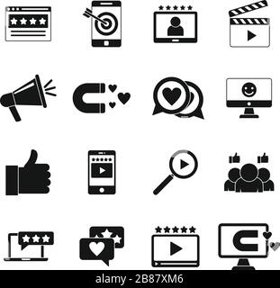 Engaging content icons set. Simple set of engaging content vector icons for web design on white background Stock Vector