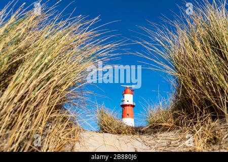 Small lighthouse Borkum, out of service since 2003, still serves as antenna support for the traffic safety system Ems, North Sea island Borkum, Lower Stock Photo