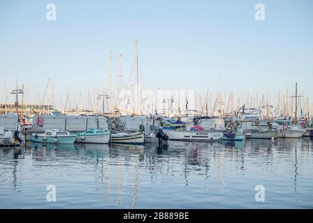 Cannes, France: Marina Boats and Yachts. Travel locations in France. Cannes Promenade view. Stock Photo