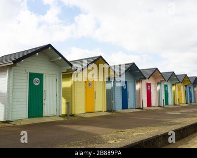 Beach huts at Mablethorpe, Lincolnshire, UK Stock Photo
