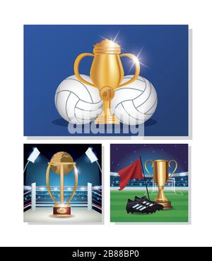 volleyball sport balloon and trophy Stock Vector Image & Art - Alamy