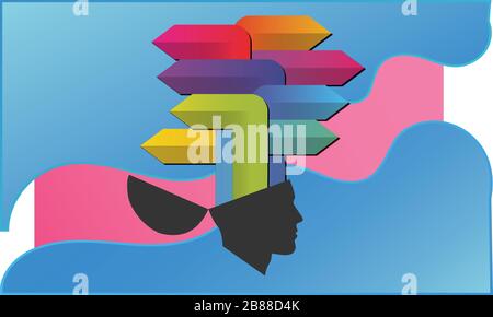 brain help with lots of solutions on paper cut background Stock Vector