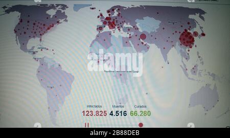 world map of coronavirus infections Stock Photo