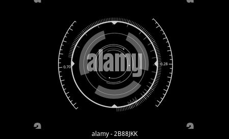 HUD Circle User interface on black background. Target searching and scanning holographic element theme. Digital UI and Sci-fi circular hologram techno Stock Photo