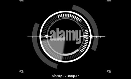 HUD Circle User interface on black background. Target searching and scanning holographic element theme. Digital UI and Sci-fi circular hologram techno Stock Photo