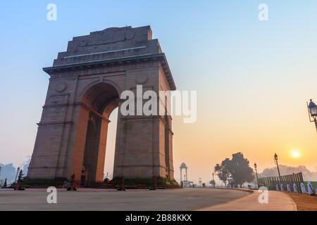 India Gate Monument in New Delhi at sunrise Stock Photo