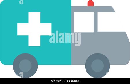 ambulance icon over white background, flat style, vector illustration Stock Vector
