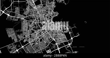 Urban vector city map of Doha, Qatar Stock Vector