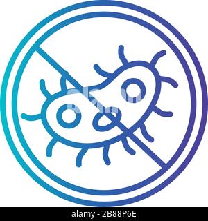 particle of covid 19 in forbidden signal , gradient line style icon Stock Vector