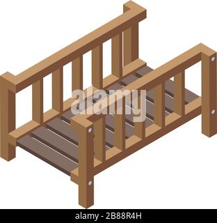Park wood bridge icon, isometric style Stock Vector