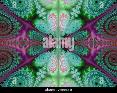 Image of beautiful metallic colours fractal flowers designed background. Stock Photo