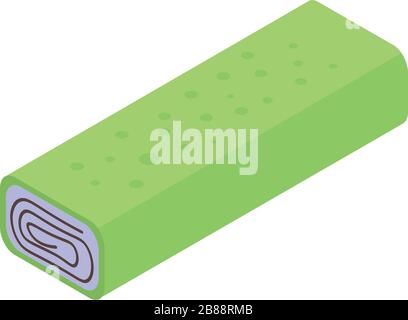 Green turkish sweet roll icon, isometric style Stock Vector