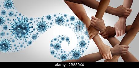 Working together to fight disease and stopping the coronavirus from spreading and infecting the community as influenza or flu control and prevention. Stock Photo