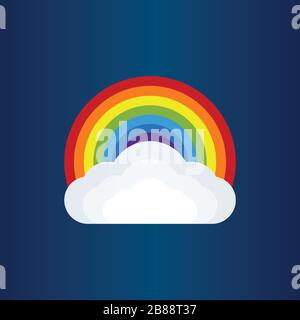 Colorful Rainbow Vector Illustration. Creative Rainbow Sky Cloud Background Vector Template Stock Vector