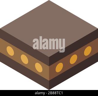 Halva nuts cake icon, isometric style Stock Vector