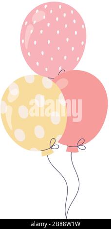 happy birthday bunch balloons decoration celebration icon vector illustration Stock Vector