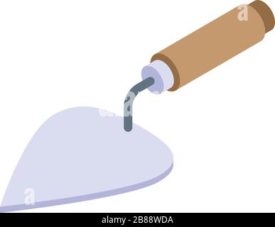 Brick trowel icon, isometric style Stock Vector