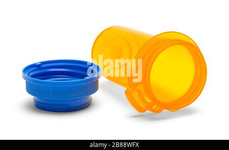 Empty Prescription Pill Bottle Isolated on White Background. Stock Photo