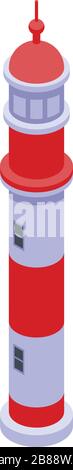 Coast lighthouse icon, isometric style Stock Vector