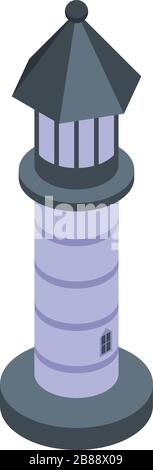Sea lighthouse icon, isometric style Stock Vector
