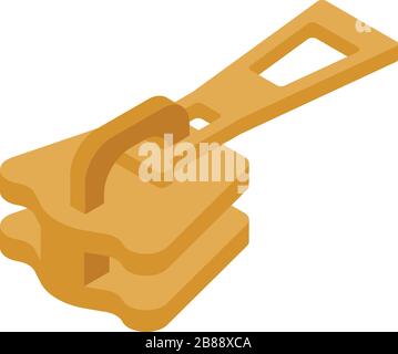 Modern zipper pull icon, isometric style Stock Vector