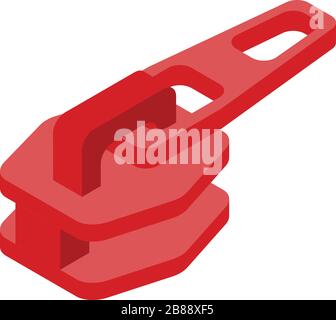 Red dress zipper pull icon, isometric style Stock Vector