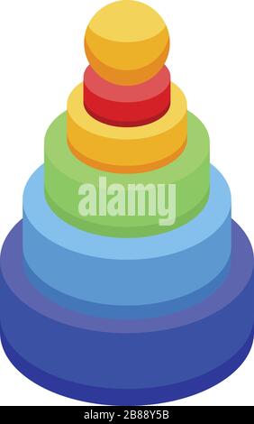 Baby colorful pyramide icon, isometric style Stock Vector