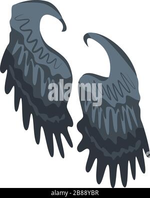 Black wings icon, isometric style Stock Vector
