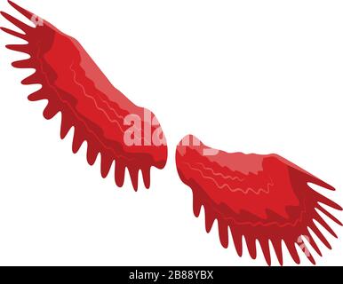 Red wings icon, isometric style Stock Vector