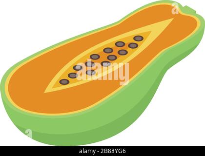 Half cutted papaya icon, isometric style Stock Vector