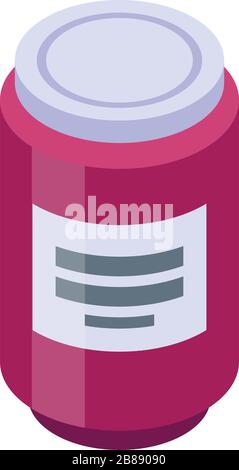 Mangosteen jam jar icon, isometric style Stock Vector