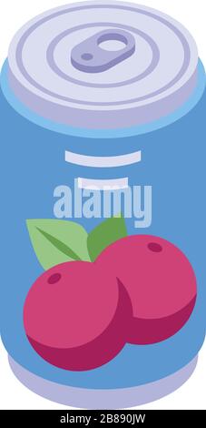 Mangosteen soda drink icon, isometric style Stock Vector